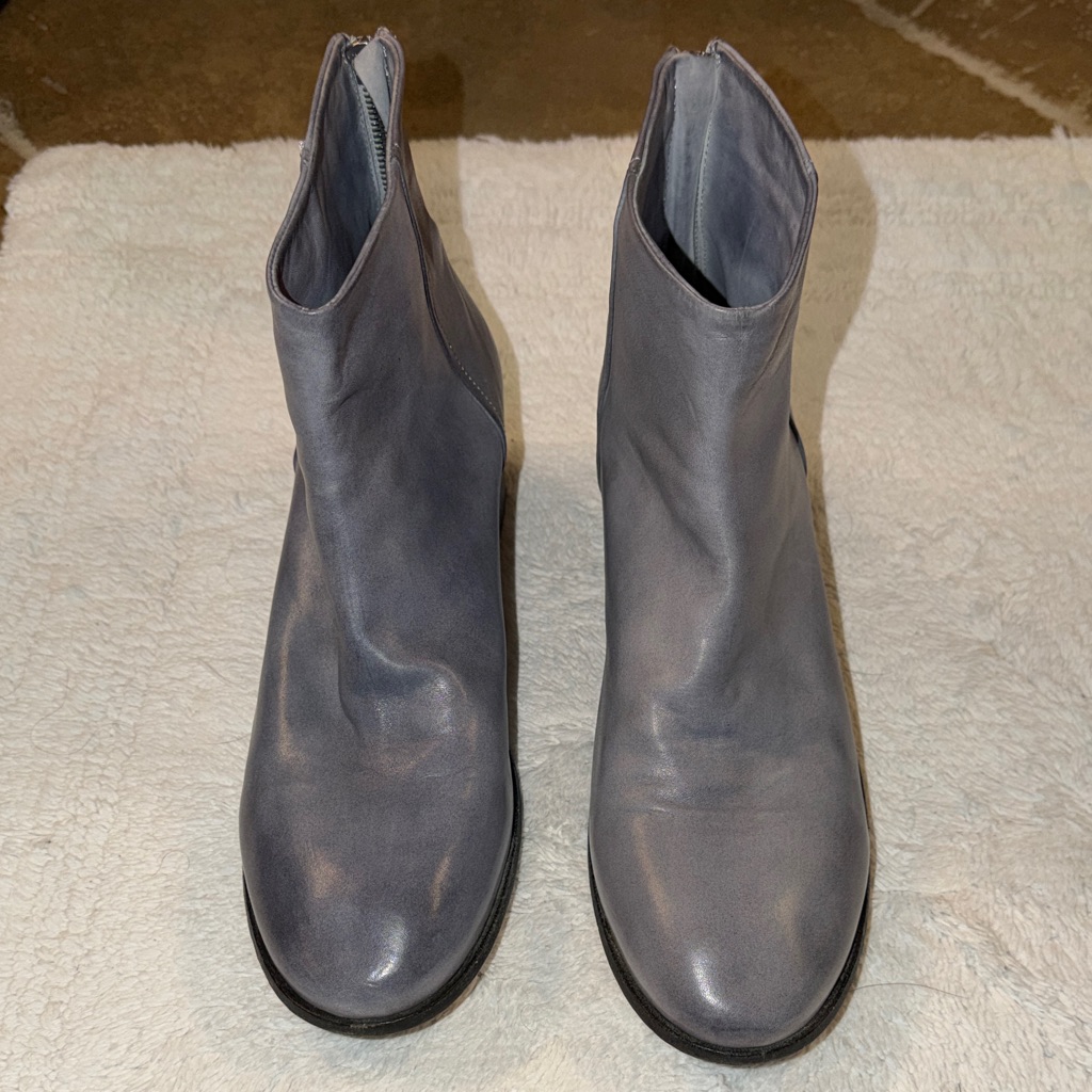 Shoto Perla Aviator Bootie Boot 40 9.5 10 Leather Handmade Gray Blue